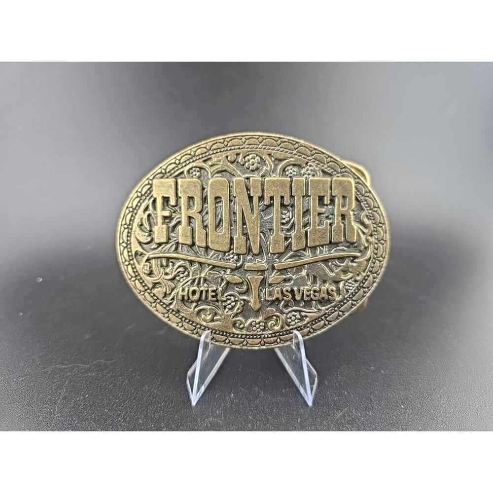 FRONTIER HOTEL CASINO LAS VEGAS BELT BUCKLE - 3 1/4" X 2 1/2" -GW-1